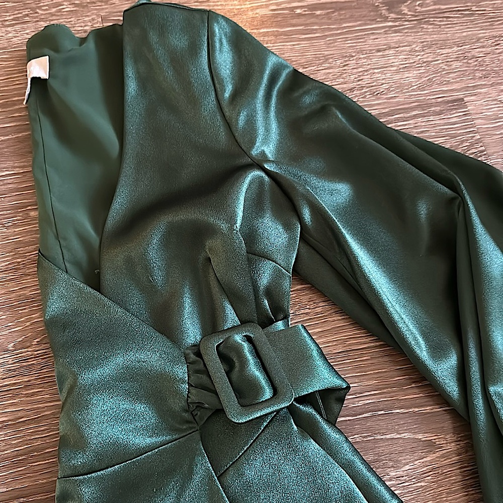 BUNKR collection with FINDERS emerald green silk blouse